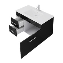 Mobella 900mm Gloss Black Wall Hung Single Vanity